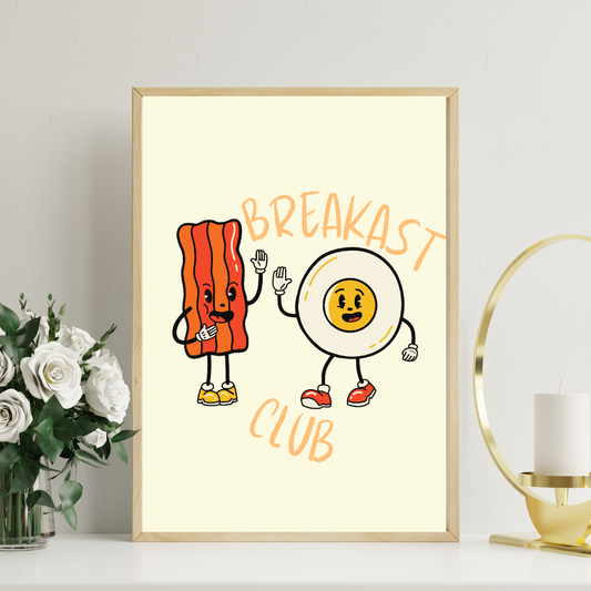 Breakfast Club – Retro Bacon & Egg Poster Print
