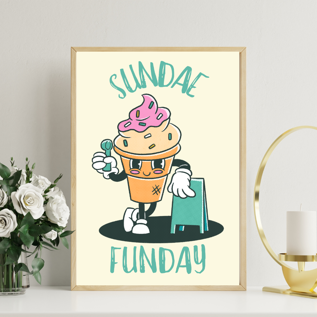 Sundae Funday – Retro Ice Cream Poster Print